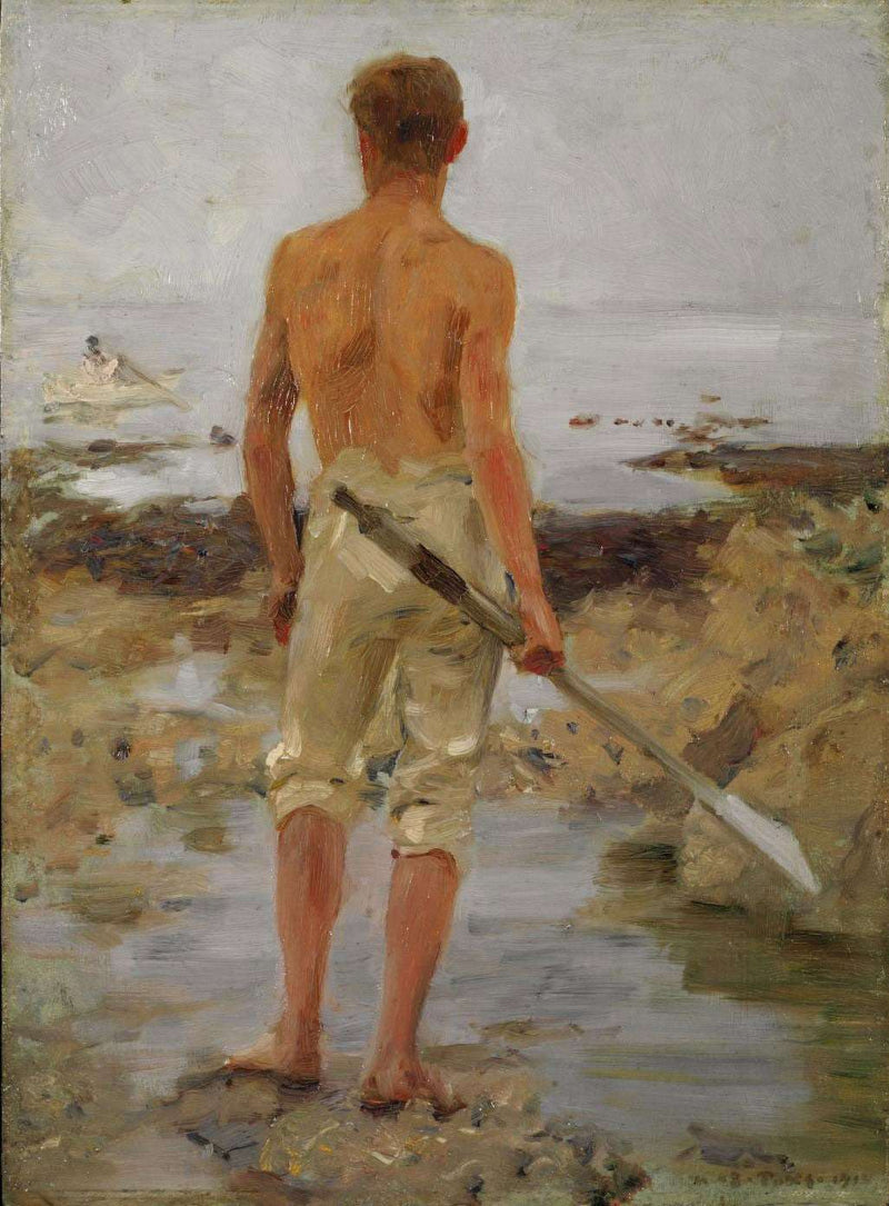 A Boy with An Oar by Henry Scott Tuke — Oil Painting Reproduction