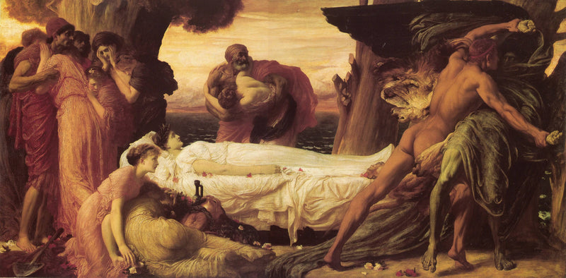 Hercules Wrestling with Death for the Body of Alcestis by Frederic Leighton, Oil Painting Reproduction