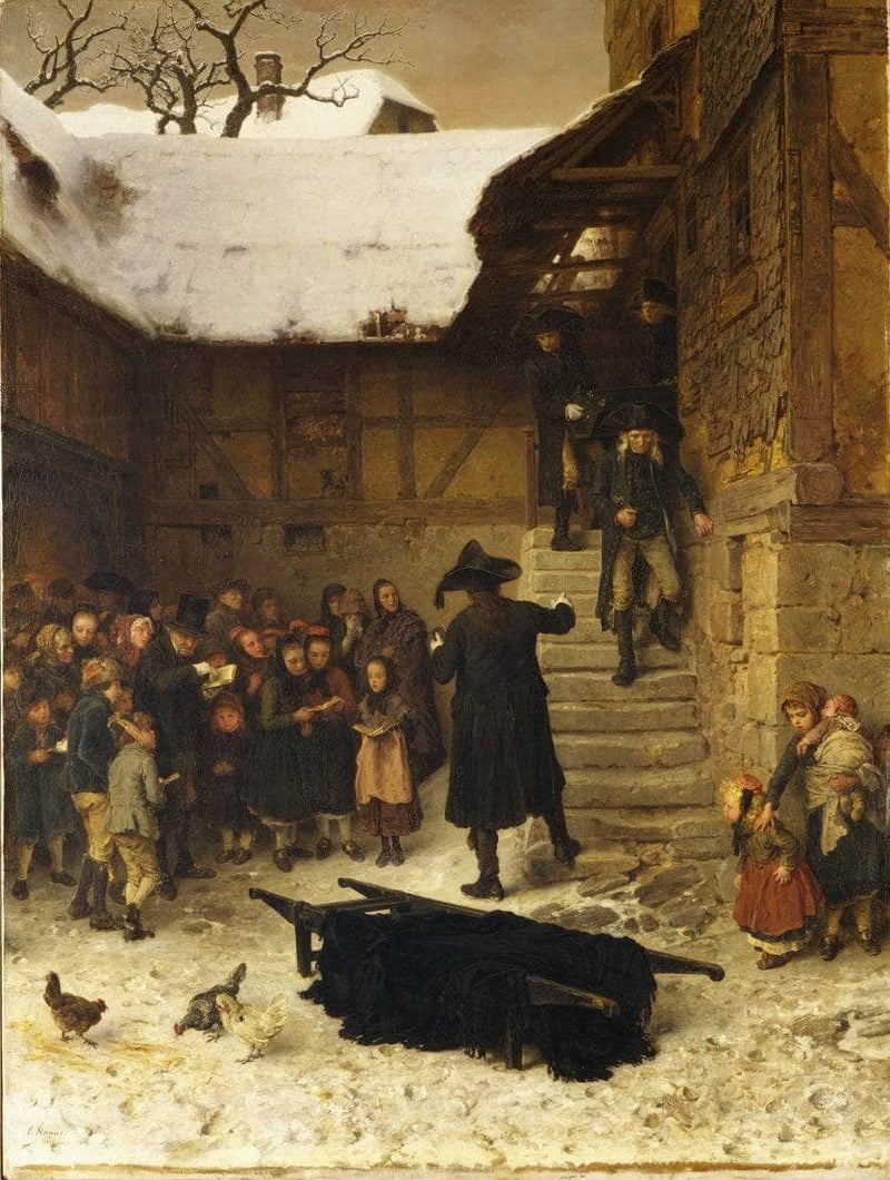 Hessian funeral in winter by Ludwig Knaus — Oil Painting Reproduction