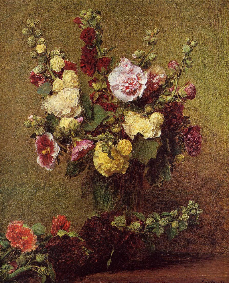 Hollyhocks by Henri Fantin-Latour — Oil Painting Reproduction
