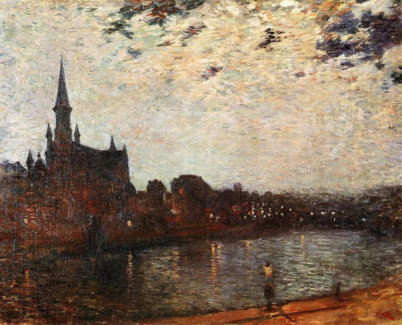 Holy Cross Church at Ixelles at Night by Theo van Rysselberghe — Oil Painting Reproduction
