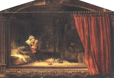 Holy Family with a Curtain in modern living room