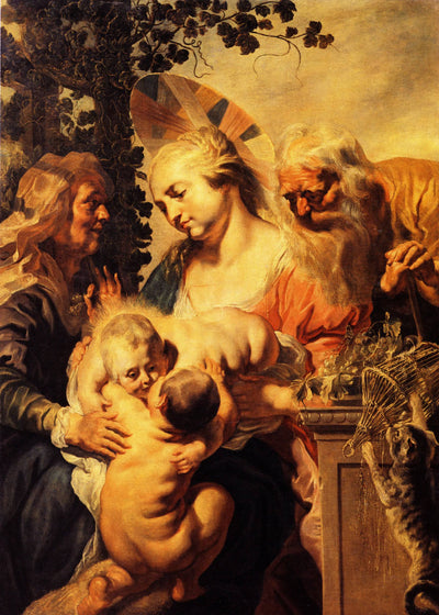 Holy Family with Elizabeth and Child John the Baptist in bedroom