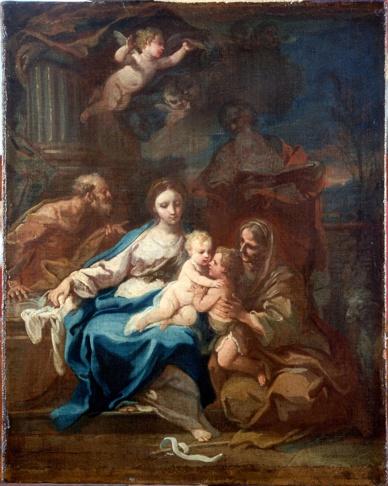 Holy Family with St Anne, the Baptist and Zacharias by Sebastiano Conca — Oil Painting Reproduction