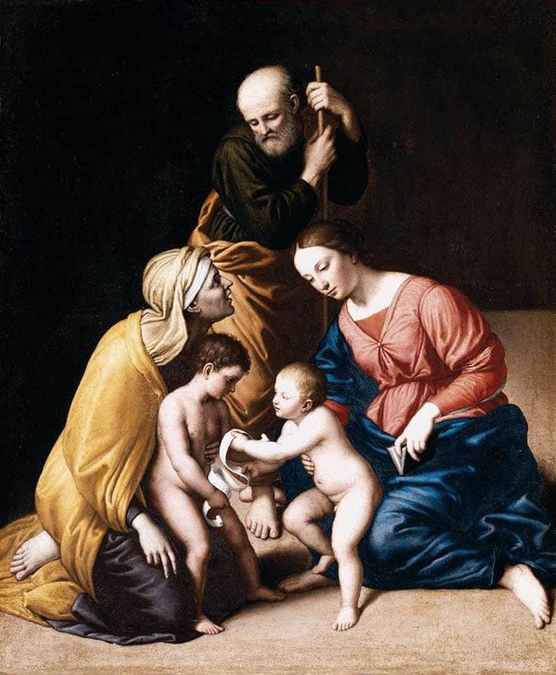 Holy Family with the Infant St John the Baptist and St Elizabeth by Sassoferrato — Oil Painting Reproduction