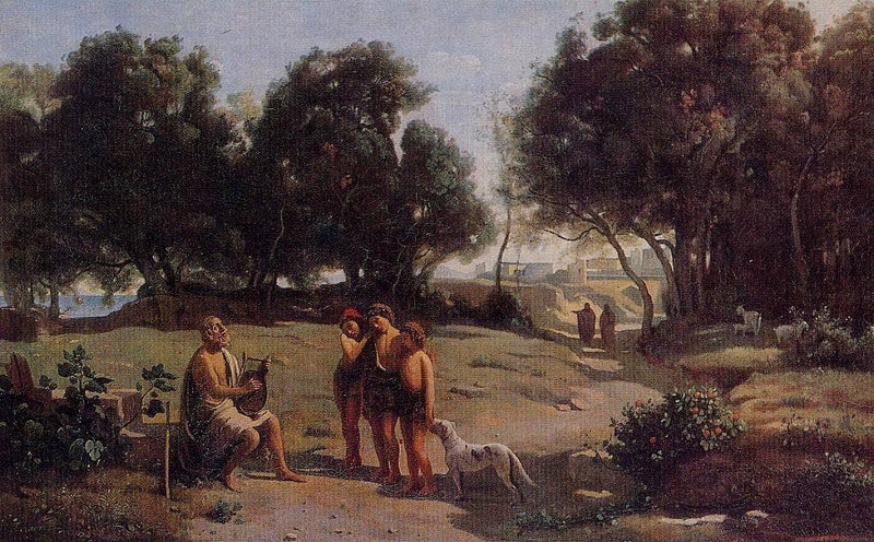 Homer and the Shepherds in a Landscape by Camille Corot — Oil Painting Reproduction