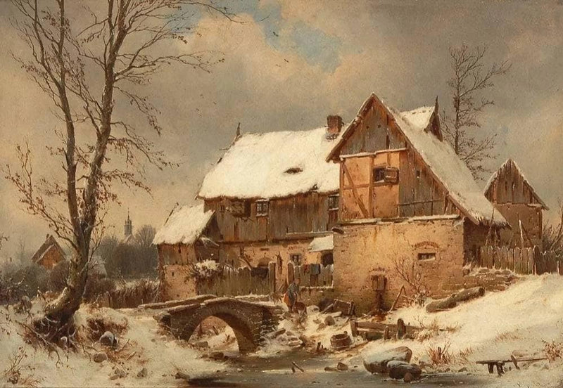Homestead in winter by Carl Julius von Leypold — Oil Painting Reproduction