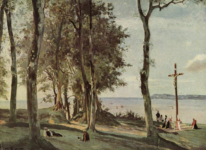 Honfleur Calvary on the Cote de Grace by Camille Corot — Oil Painting Reproduction