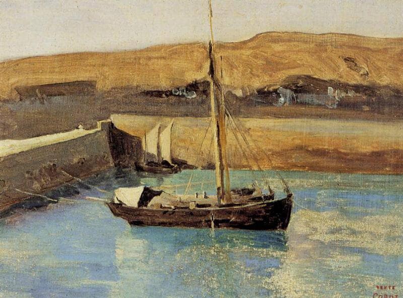 Honfleur Fishing Boat by Camille Corot — Oil Painting Reproduction