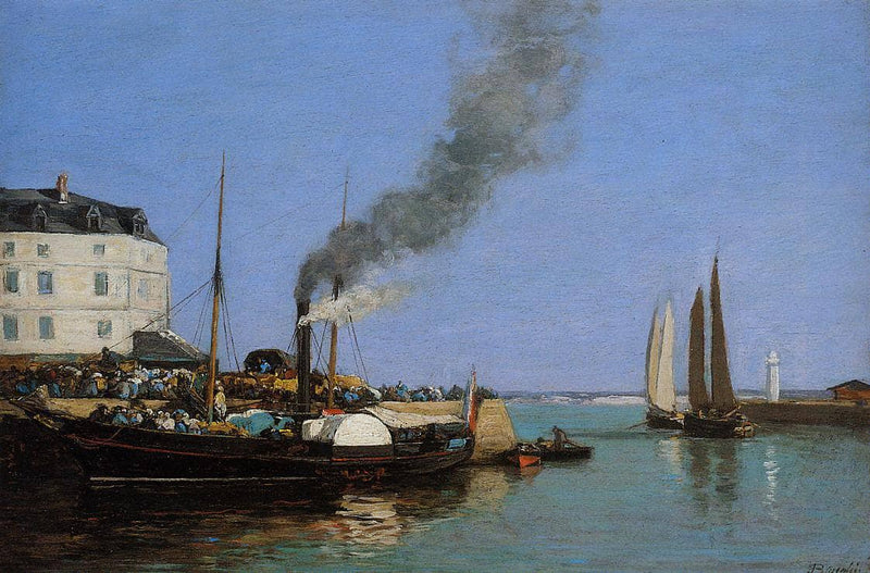 Honfleur. La Jetee by Eugene Boudin — Oil Painting Reproduction
