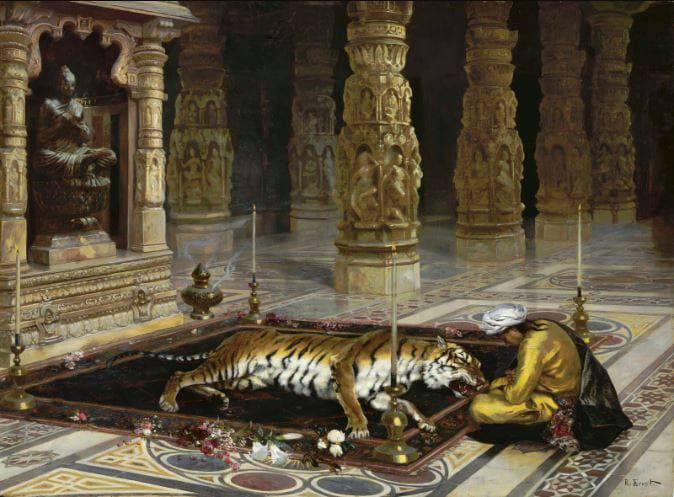 Honoring the Tiger by Rudolf Ernst — Oil Painting Reproduction