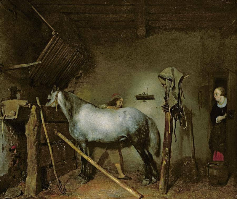 Horse in a Stable by Gerard Terborch — Oil Painting Reproduction