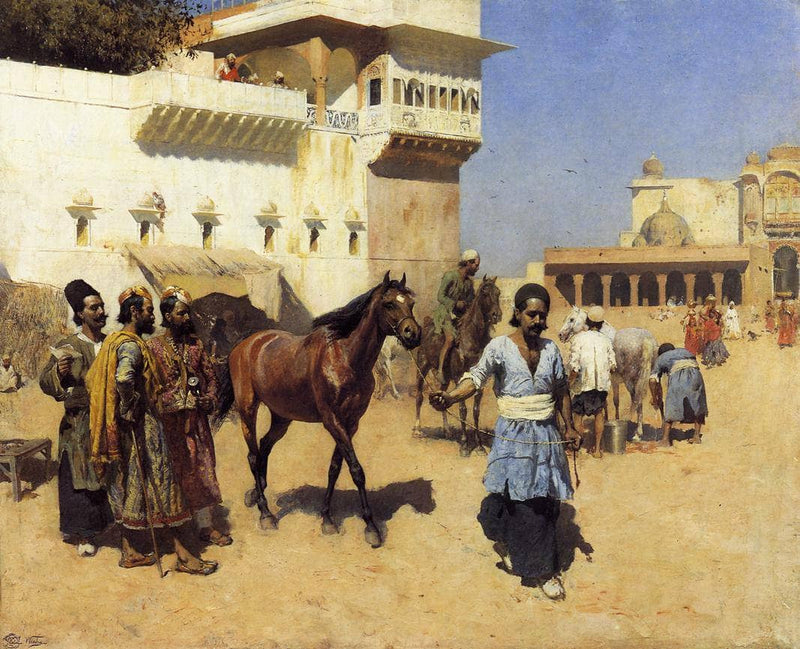 Horse Market, Persian Stables, Bombay by Edwin Lord Weeks — Oil Painting Reproduction