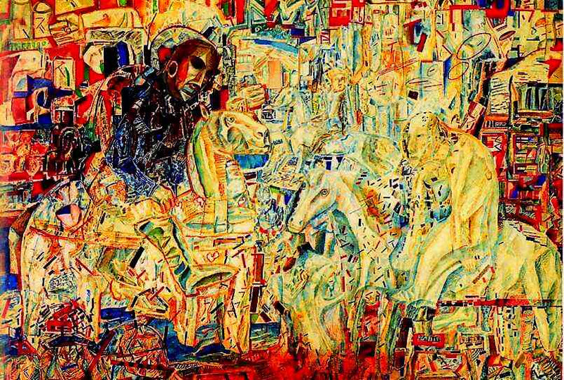 Horsemen by Pavel Filonov — Oil Painting Reproduction