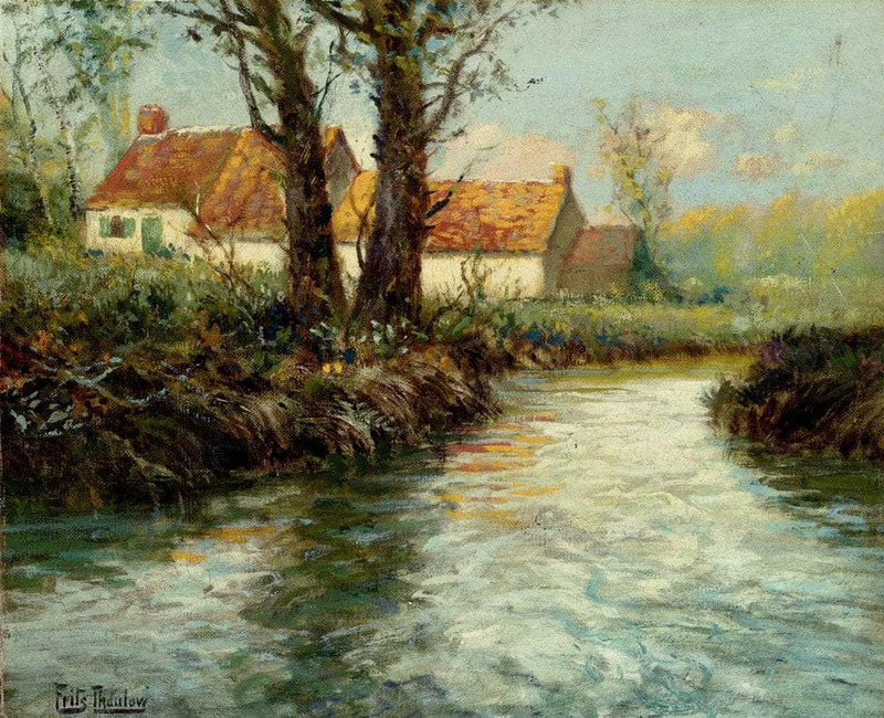 House by yhe Water's Edge by Frits Thaulow — Oil Painting Reproduction