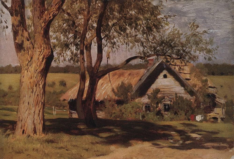 House with broom trees. by Isaac Levitan — Oil Painting Reproduction