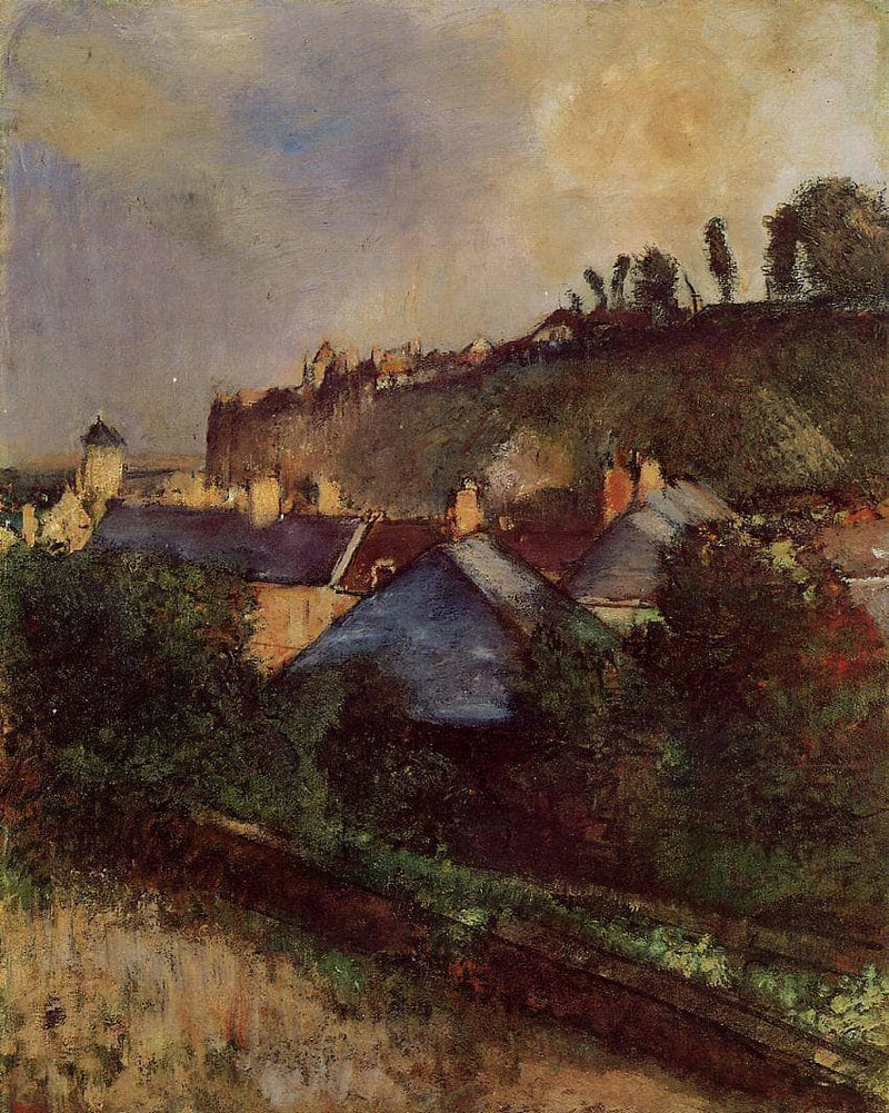 Houses at the Foot of a Cliff (Saint-Valery-sur-Somme) by Edgar Degas — Oil Painting Reproduction