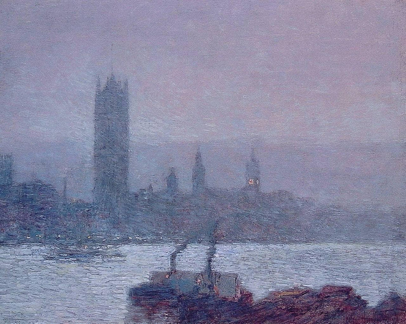 Houses of Parliament, Early Evening by Childe Hassam — Oil Painting Reproduction