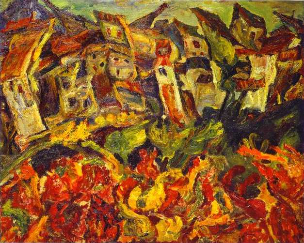 Houses with Pointed Roofs by Chaim Soutine — Oil Painting Reproduction