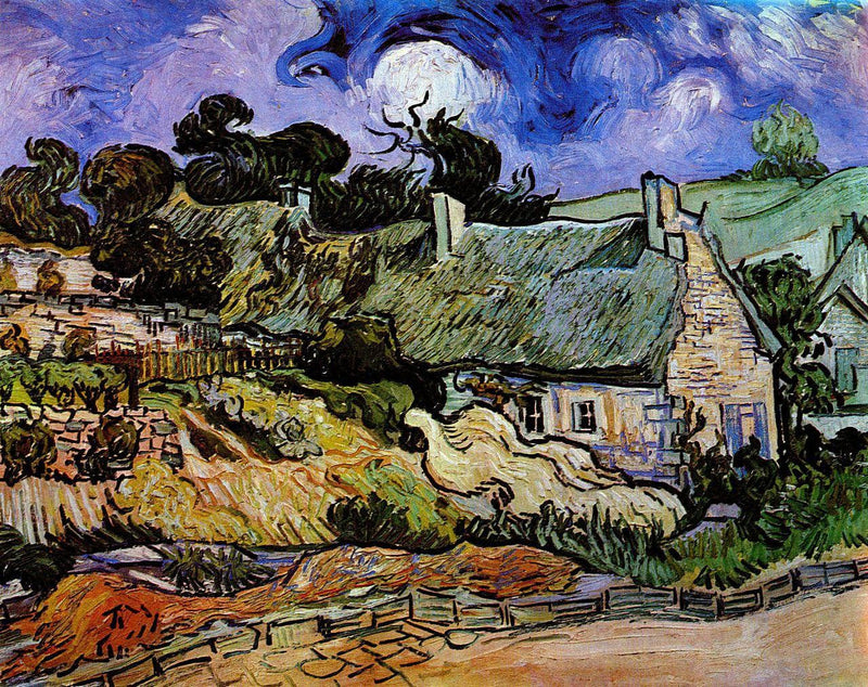 Houses with Thatched Roofs, Cordeville by Vincent van Gogh — Oil Painting Reproduction