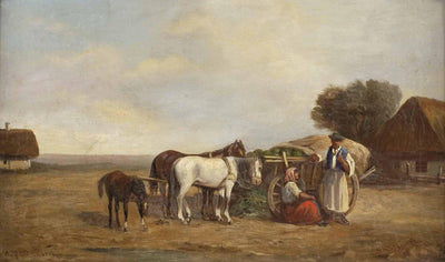 Hungarian Farmers with Wagon in apartment
