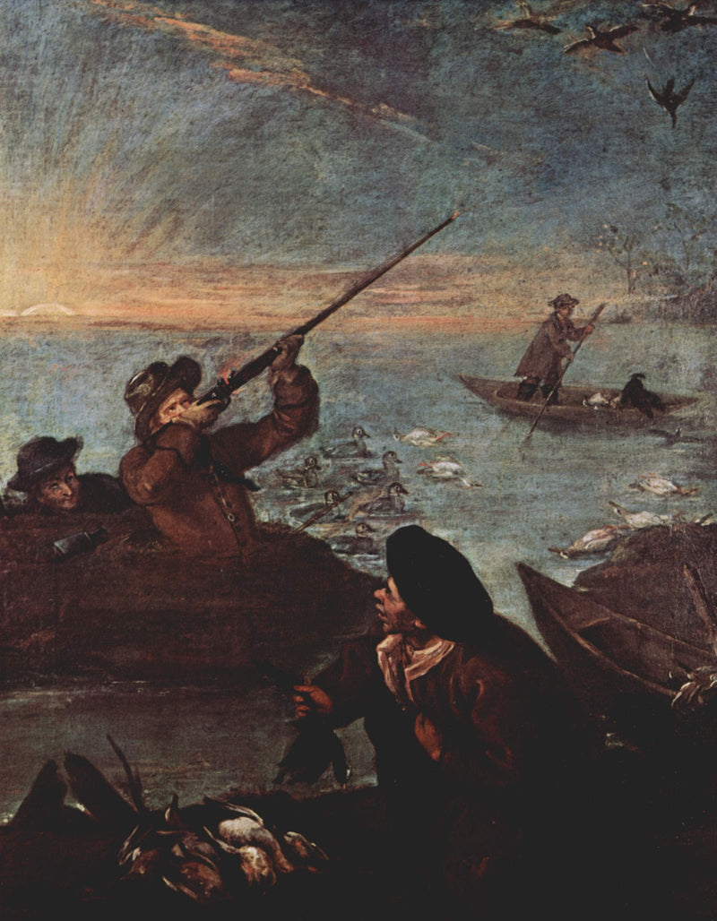 Hunters Shooting at Ducks by Pietro Longhi — Oil Painting Reproduction