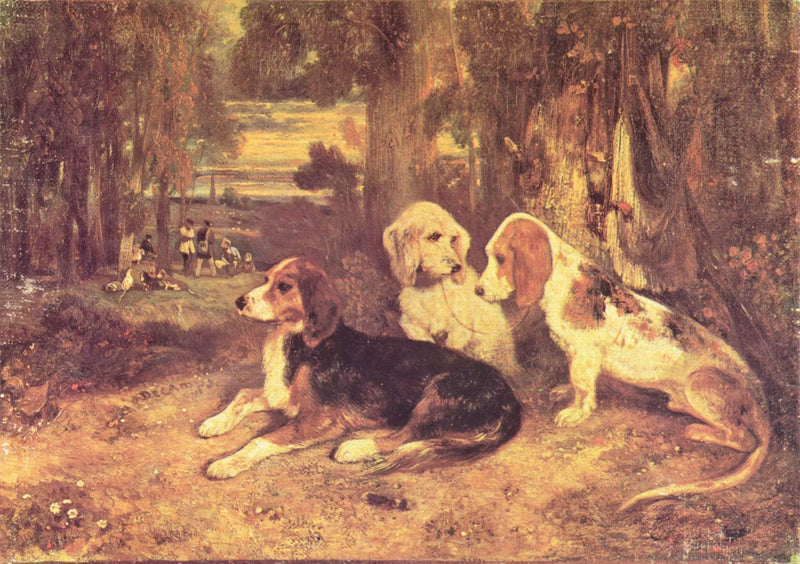 Hunting dogs by Alexandre-Gabriel Decamps — Oil Painting Reproduction