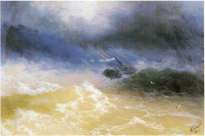 Hurricane on a sea by Ivan Aivazovsky — Oil Painting Reproduction