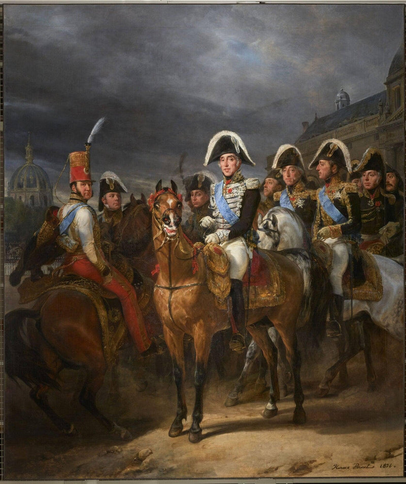 Review of the Paris garrison and the royal guard passing through the Champ-de-Mars, September 30, 1824 by Horace Vernet — Oil Painting Reproduction