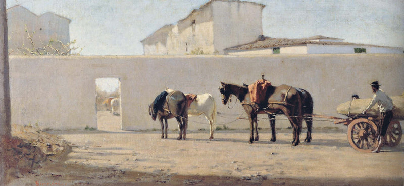 The white wall by Telemaco Signorini, Oil Painting Reproduction