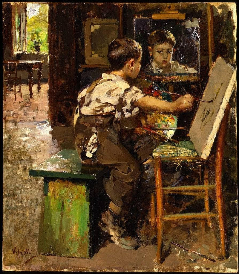 Il piccolo pittore by Vincenzo Irolli — Oil Painting Reproduction