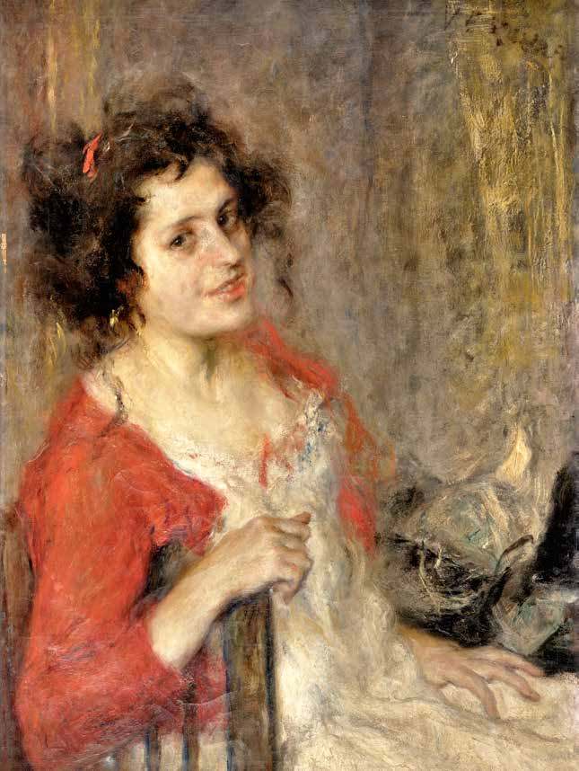 Woman in red by Umberto Veruda — Oil Painting Reproduction