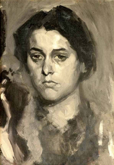 Monochrome female portrait in study