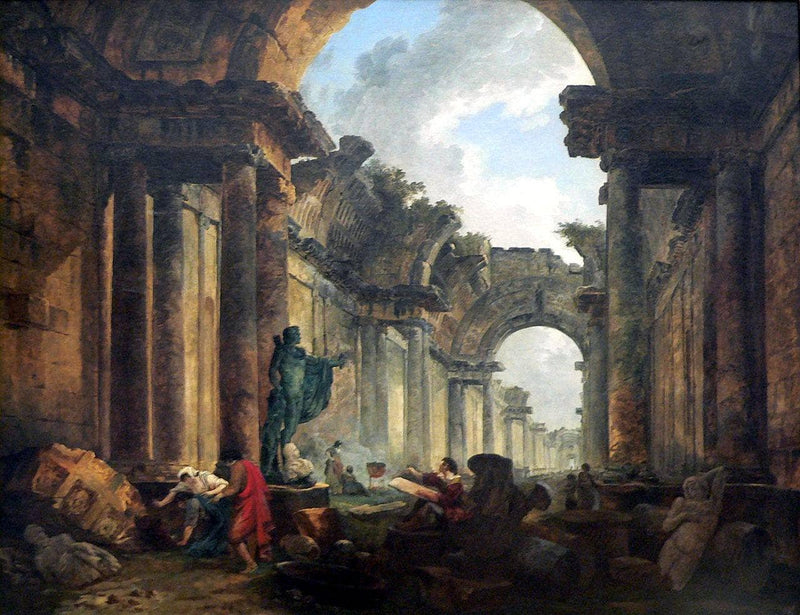 Imaginary View of the Grand Gallery of the Louvre in Ruins by Hubert Robert — Oil Painting Reproduction
