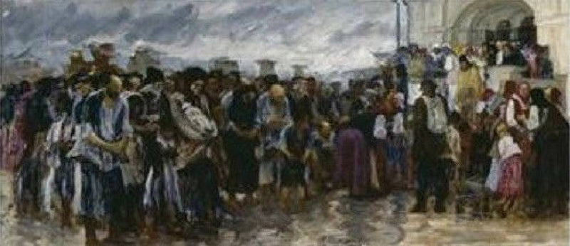 Beggars at the church by Ivan Tvorozhnikov, Oil Painting Reproduction