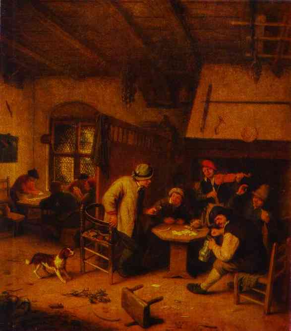 In a Tavern by Adriaen van Ostade — Oil Painting Reproduction