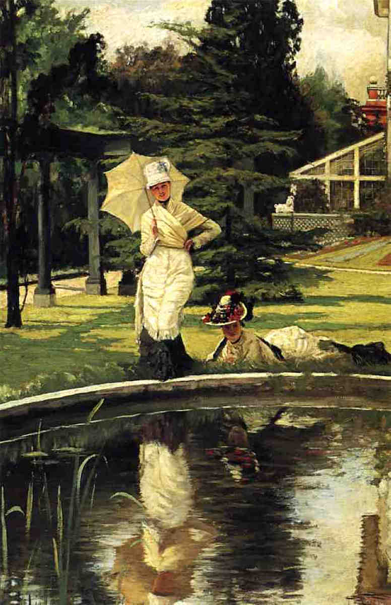 In an English Garden by James Tissot — Oil Painting Reproduction
