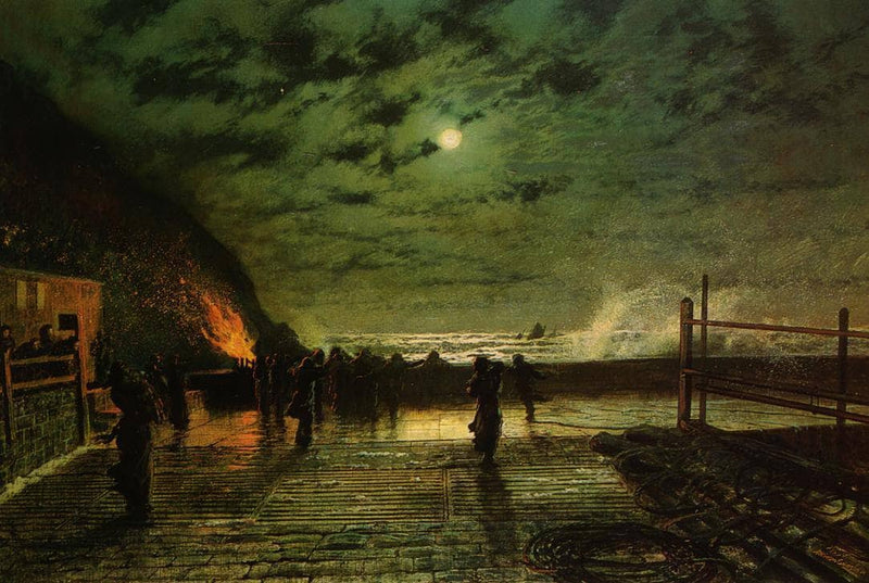 In Peril (The Harbour Flare) by John Atkinson Grimshaw — Oil Painting Reproduction