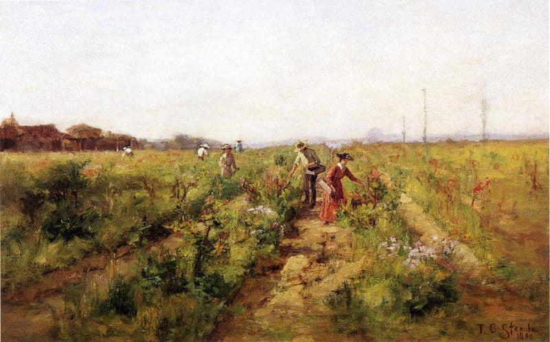 In the Berry Field by T. C. Steele — Oil Painting Reproduction