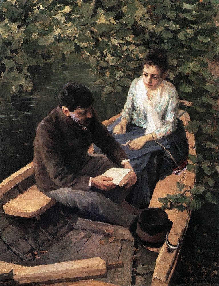 In the Boat by Konstantin Korovin — Oil Painting Reproduction
