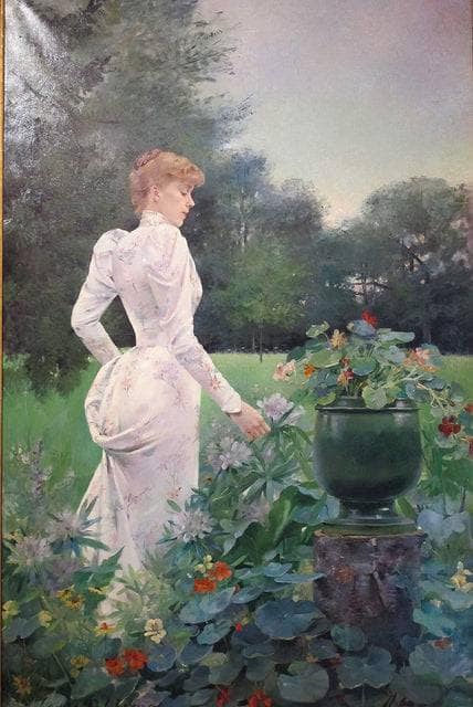 In the Flowers by Louise Abbéma — Oil Painting Reproduction