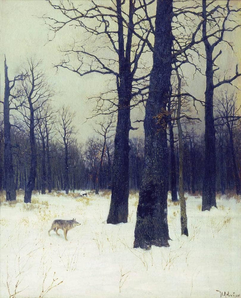 In the forest at winter by Isaac Levitan — Oil Painting Reproduction
