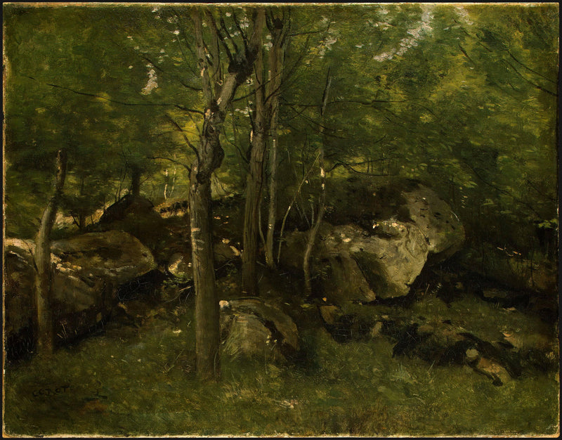 In the Forest of Fontainebleau by Camille Corot — Oil Painting Reproduction