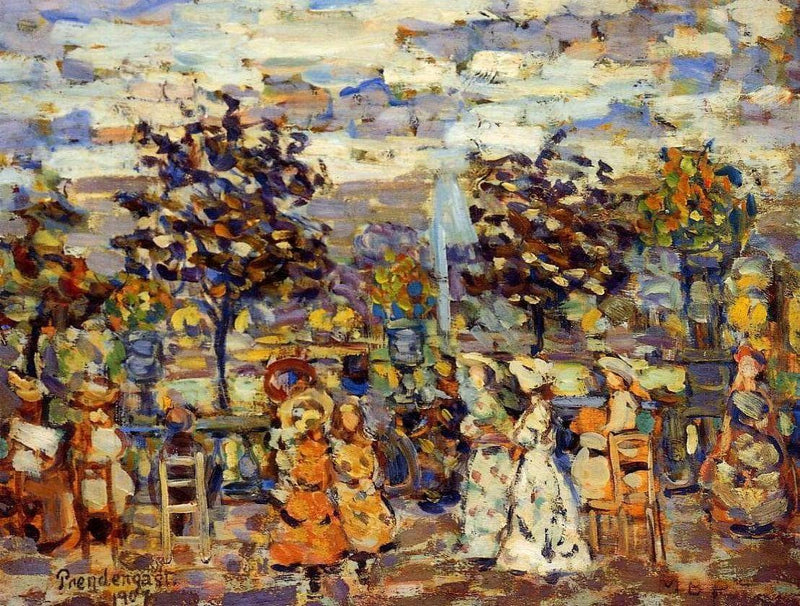 In the Luxembourg Gardens by Maurice Prendergast — Oil Painting Reproduction