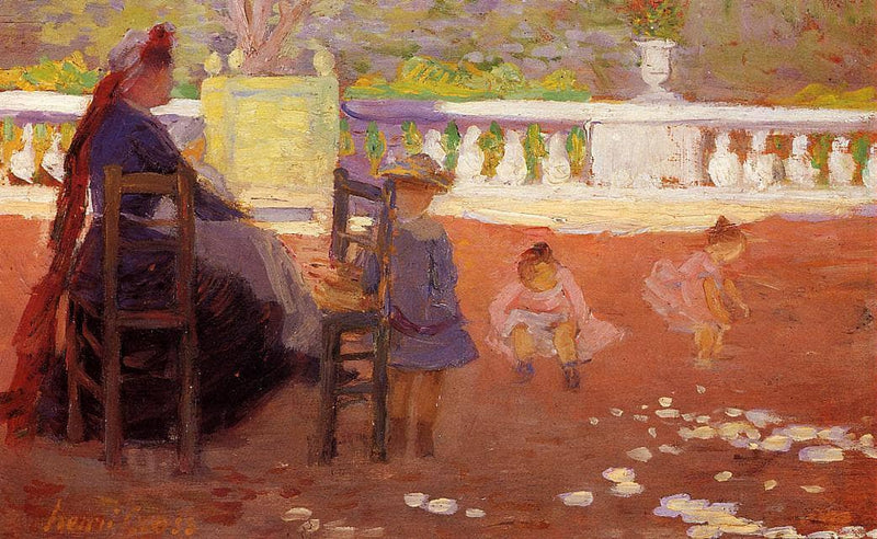 In the Luxembourg Gardens by Henri-Edmond Cross — Oil Painting Reproduction