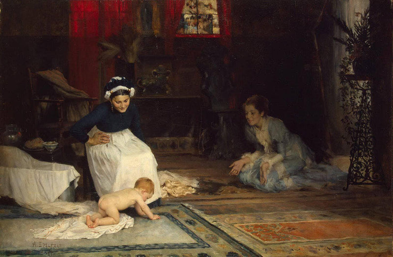 In the Nursery by Albert Edelfelt — Oil Painting Reproduction