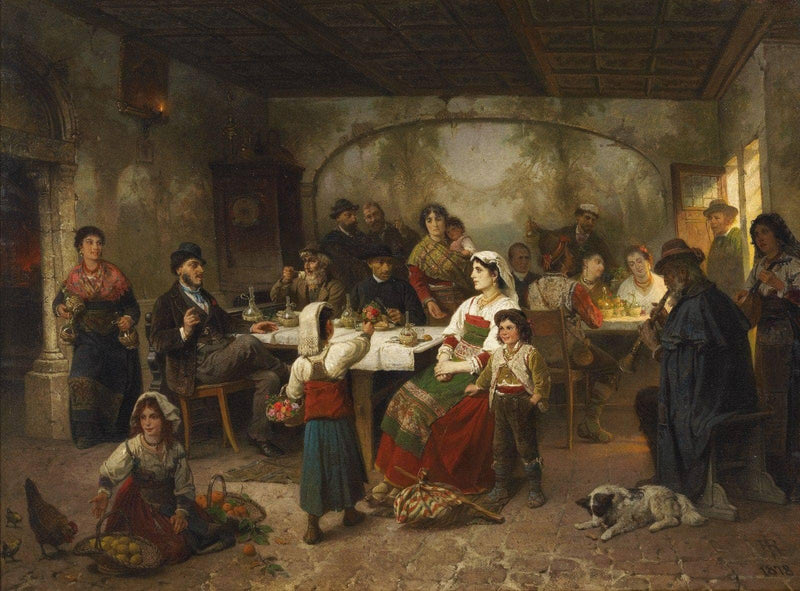 In the Osteria, called ''The Snake bar'' by Rudolf Jordan — Oil Painting Reproduction