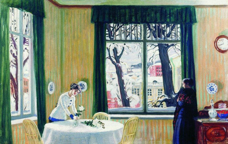 In the Room. Winter by Boris Kustodiev — Oil Painting Reproduction