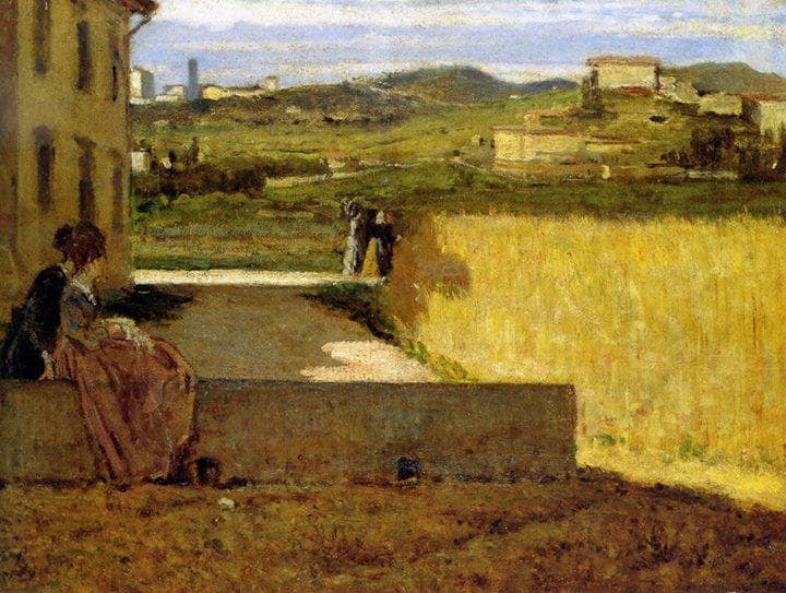 In the shadow of the villa by Silvestro Lega — Oil Painting Reproduction