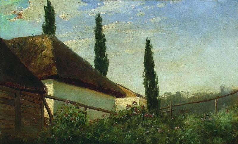 In the summer on the farm by Volodymyr Orlovsky — Oil Painting Reproduction